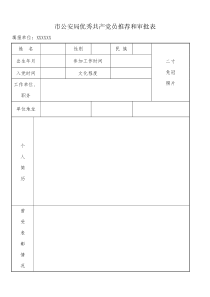 优秀共产党员推荐和审批表