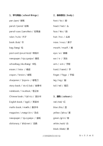 43小学英语单词分类大全