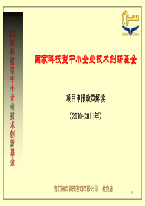 2010-2011年国家创新基金项目申报培训课件