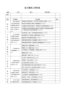 11新员工实习期考核表