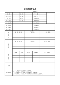 简历模板、员工信息登记表