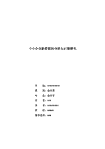 中小企业融资现状分析与对策研究--毕业论文