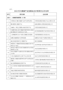 2018年大数据产业发展试点示范项目名单公示