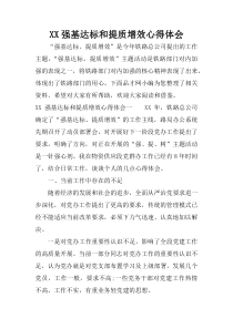 XX强基达标和提质增效心得体会