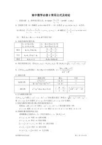 高中数学必修2常用公式及结论