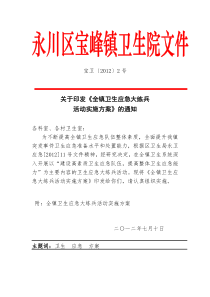 宝峰镇卫生院卫生应急大练兵比武活动实施方案