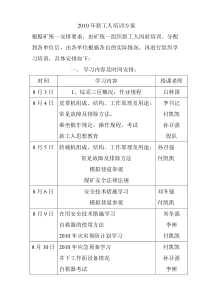 煤矿新工人内部培训方案