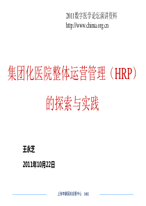 集团化医院整体运营管理(HRP)的探索与实践-王永芝 上海申康医院发展中心