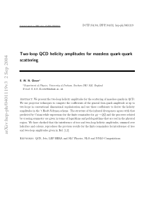 Two-loop QCD helicity amplitudes for massless quar