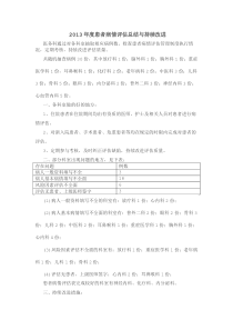 2013年度患者病情评估总结与持续改进