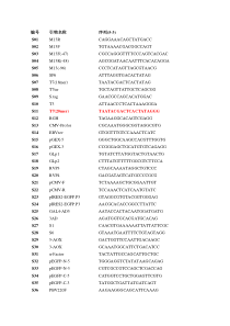 桑尼通用引物序列表