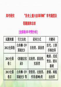 2018届高考历史一轮复习高考研究“历史上重大改革回眸”常考题型及答题规律总结课件