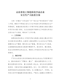 山东省化工和危险化学品企业安全生产大检查方案