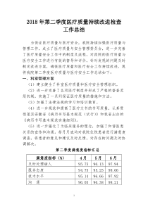 2018年第二季度医疗质量持续改进检查