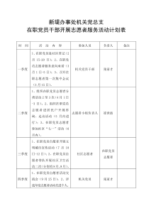 在职党员干部开展志愿者服务活动计划表