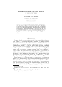 Hedging with risk for game options in discrete tim