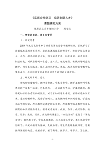 《实施合作学习培养创新人才》课题方案