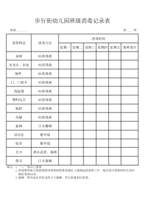 幼儿园班级消毒记录表