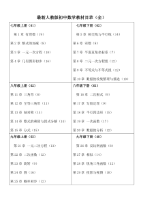 最新人教版初中数学教材目录