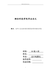 论中小企业财务管理存在的问题及对策---毕业论文