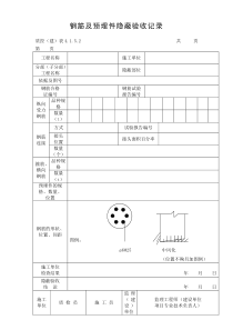 钢筋及预埋件隐蔽验收记录