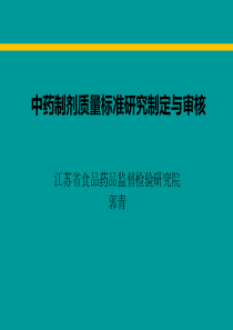 中药制剂质量标准研究制定与审核