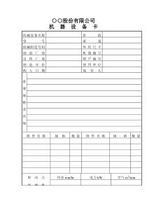 【品质表格】○○股份有限公司机器设备卡