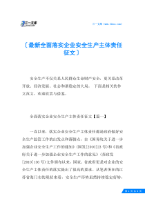 最新全面落实企业安全生产主体责任征文