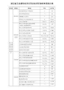 浙江省工业循环经济示范企业评价指标体系统计表