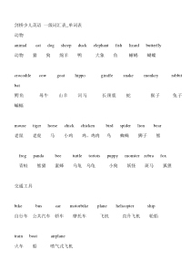 剑桥少儿英语-一级词汇表