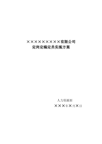 定岗定编定员实施方案