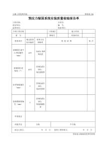 公路工程管理用表范本-预应力锚固系统安装质量检验报告单