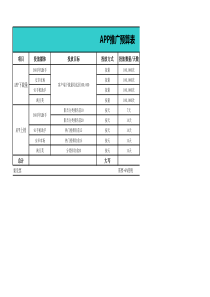 app推广预算表