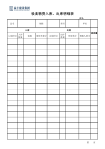 设备物资入库、出库明细表、物资管理台帐