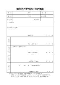 首都师范大学学生处分解除审批表