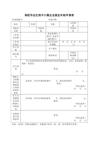 高校毕业生到中小微企业就业补贴申请表