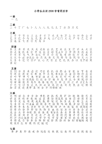 小学生必识2500常用汉字