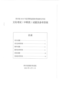 2018年四川省-语数外-单招试卷