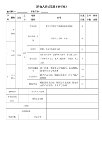 销售试用期绩效考核表