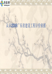 认识2006广东省建设工程计价依据