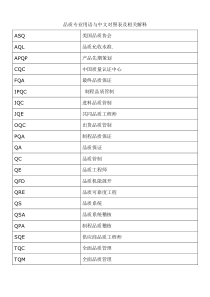 品质专业用语与中文对照表及相关解释