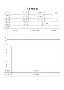 常用个人简历表格