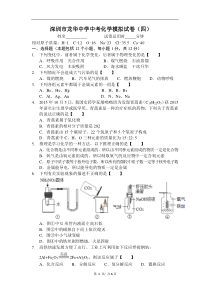 2018深圳市龙华中学中考化学模拟试卷(四)(含答案)