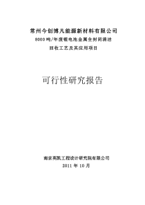 8000吨废锂电池回收项目可研报告