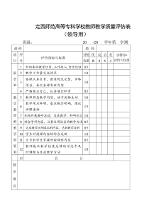 定西师范高等专科学校教师教学质量评估表