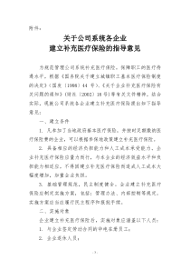 关于公司系统各企业建立补充医疗保险的指导意见