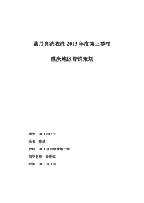 蓝月亮重庆地区营销策划方案