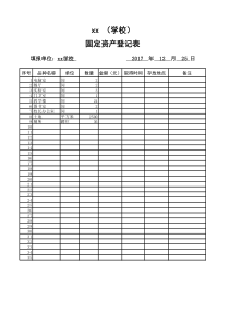 xx小学固定资产登记表(实物台账)2