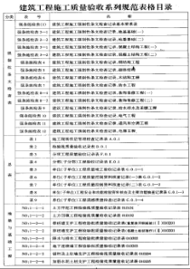 建筑工程施工质量验收系列规范表格目录