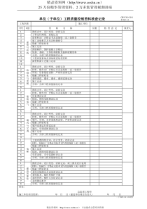 单位工程质量控制资料核查记录